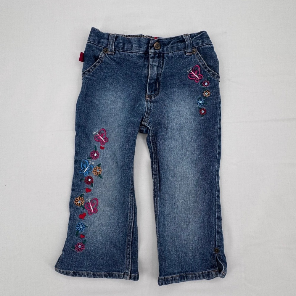 Vintage Bongo Let Me Be Girls Butterfly Floral Embroidered Capris Sz 6 Retro Y2K